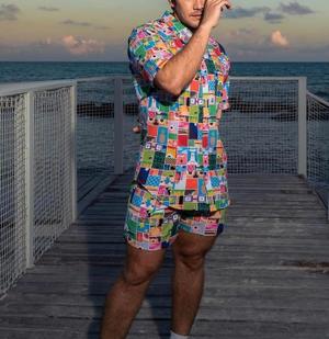 RSVLTS Nick Wallpaper Hybrid Shorts in Multicolor — front view