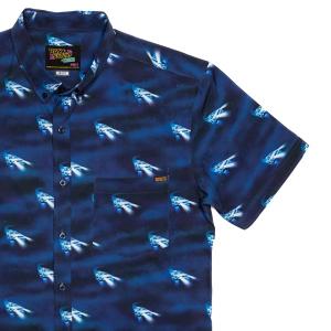 RSVLTS Hover Conversion KUNUFLEX Short Sleeve Shirt in Blue — front view