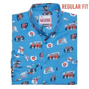 RSVLTS Eat, Drink, Sweep, Repeat Long Sleeve Shirt in Blue — front view