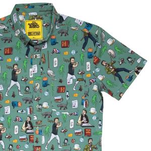 RSVLTS Charlie Kelly: King of the Rats KUNUFLEX Short Sleeve Shirt in Green — front view