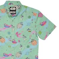 RSVLTS Boba Fett’s Debut KUNUFLEX Short Sleeve Shirt in Green — front view