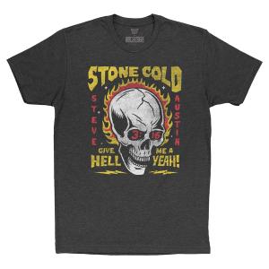 RSVLTS Yellow Skull Crewneck Tee in Black — front view