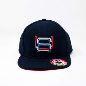 RSVLTS Interlocking USA Snapback Hat in Blue — front view