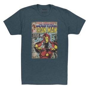 RSVLTS Iron Man #170: And Who Shall Clothe Himself In Iron? Crewneck Tee in Blue — front view