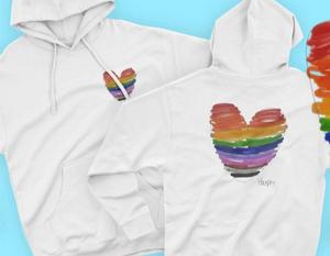 RSVLTS Harper’s Hearts Performance Hoodie in White — front view