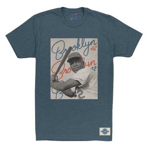 RSVLTS 42 At Bat Crewneck Tee in Blue — front view