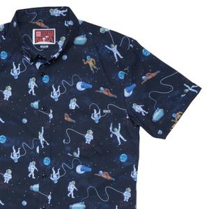 RSVLTS Dark Side of the Space Walker KUNUFLEX Short Sleeve Shirt in Blue — front view