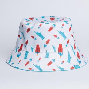 RSVLTS America Pops & Freedom Bucket Hat in White — front view