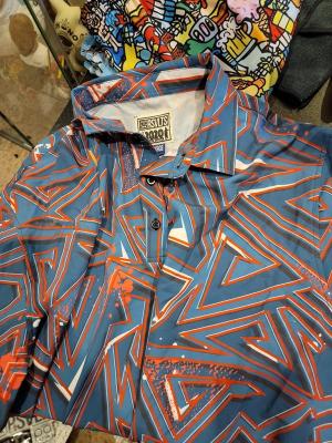 RSVLTS Zig Zag Splatter All-Day Polo in Blue — front view