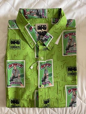 RSVLTS Garbage Pail Ian KUNUFLEX Short Sleeve Shirt in Green — front view