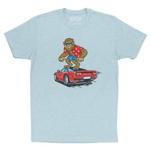 RSVLTS Car Surf Crewneck Tee in Blue — front view