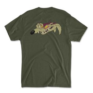 RSVLTS Evil Wile E. Coyote Crewneck Tee in Green — front view