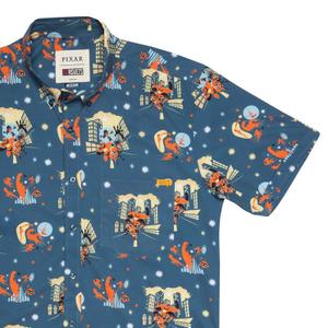 RSVLTS Metroville’s Most Wanted KUNUFLEX Short Sleeve Shirt in Blue — front view