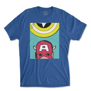 RSVLTS Captain Pop Crewneck Tee in Blue — front view