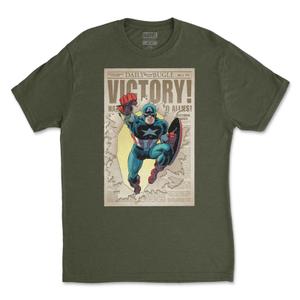 RSVLTS Victory! Crewneck Tee in Green — front view