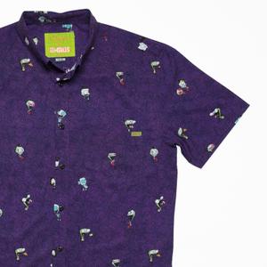 RSVLTS Invaders From Irk KUNUFLEX Short Sleeve Shirt in Purple — front view