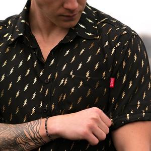 RSVLTS 24k Lightning KUNUFLEX Short Sleeve Shirt in Black — front view