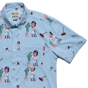 RSVLTS Liberty KUNUFLEX Short Sleeve Shirt in Blue — front view