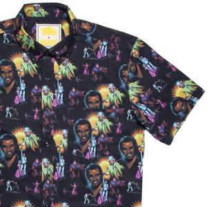 RSVLTS The Nightman Cometh KUNUFLEX Short Sleeve Shirt in Black — front view