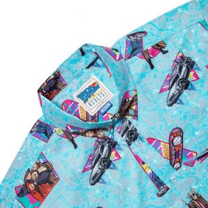 RSVLTS We Don’t Need Roads KUNUFLEX Short Sleeve Shirt in Blue — front view