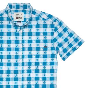 RSVLTS Anyone Can Cook! KUNUFLEX Short Sleeve Shirt in Blue — front view