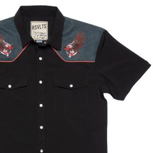 RSVLTS Death Valley Roper Short Sleeve Shirt in Black — front view