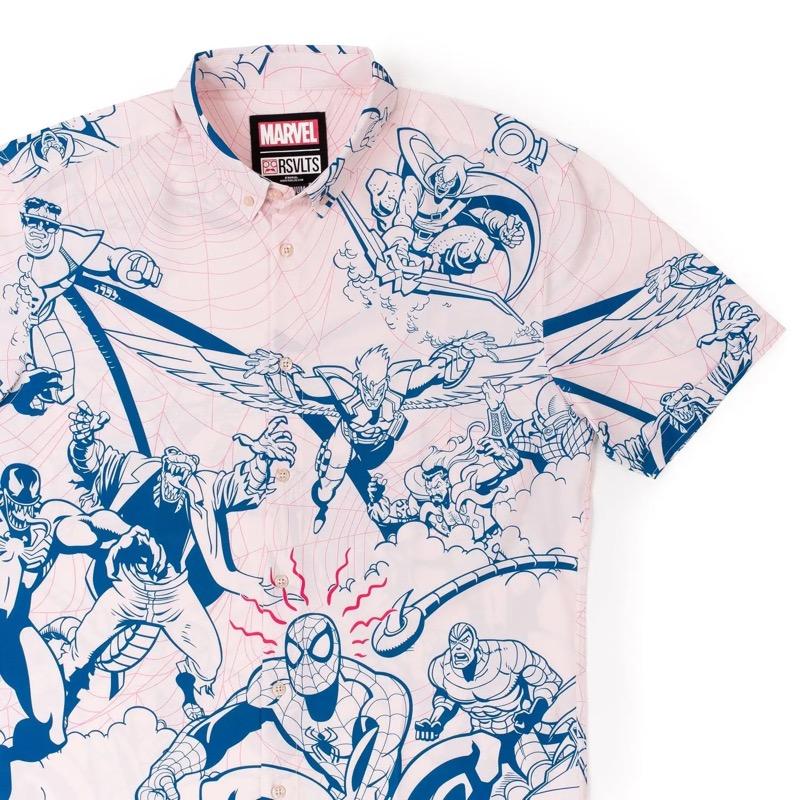 RSVLTS Villains Beware KUNUFLEX Short Sleeve Shirt in White — front view