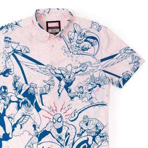 RSVLTS Villains Beware KUNUFLEX Short Sleeve Shirt in White — front view