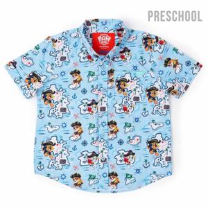 RSVLTS Paw Pirates KUNUFLEX Short Sleeve Shirt in Blue — front view