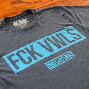 RSVLTS FCK VWLS Crewneck Tee in Gray — front view