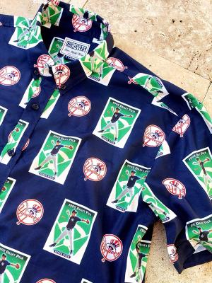 RSVLTS Derek Jeter KUNUFLEX Short Sleeve Shirt in Blue — front view