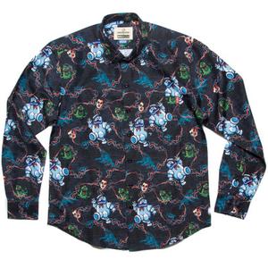 RSVLTS Oh My Gozer Long Sleeve Shirt in Black — front view