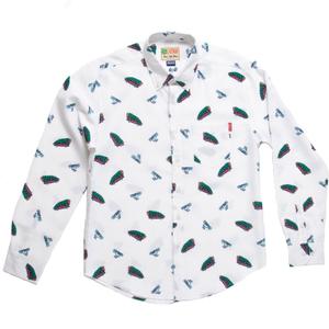 RSVLTS Little Full, Lotta Sap Long Sleeve Shirt in White — front view