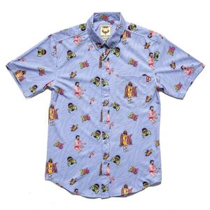 RSVLTS Macho Man Randy Savage KUNUFLEX Short Sleeve Shirt in Blue — front view