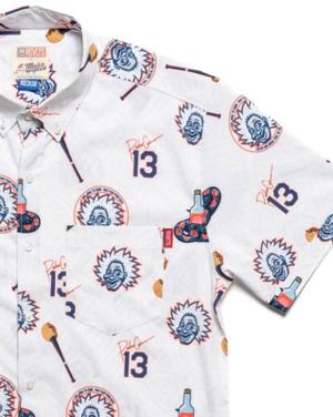 RSVLTS Pedro Cerrano & Jobu’s Voodoo KUNUFLEX Short Sleeve Shirt in White — front view