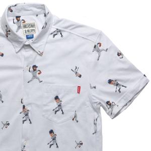 RSVLTS New York Bobbles KUNUFLEX Short Sleeve Shirt in White — front view