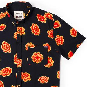 RSVLTS Marigolds KUNUFLEX Short Sleeve Shirt in Black — front view
