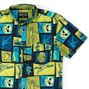 RSVLTS Creature From The Black Lagoon KUNUFLEX Short Sleeve Shirt in Green — front view