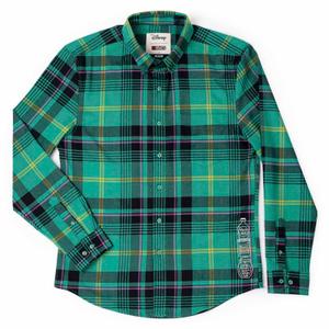 RSVLTS Queen of Screams BorlandFlex Long Sleeve Flannel in Green — front view