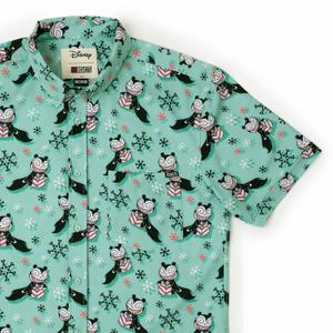 RSVLTS Merry Scary Teddy KUNUFLEX Short Sleeve Shirt in Green — front view