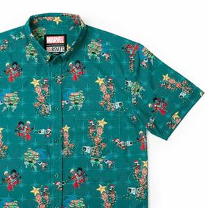 RSVLTS Rocket Around The Tree KUNUFLEX Short Sleeve Shirt in Green — front view