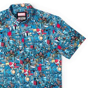 RSVLTS Rocket’s Rockets KUNUFLEX Short Sleeve Shirt in Blue — front view
