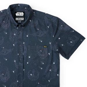 RSVLTS Stars and Starships KUNUFLEX Short Sleeve Shirt in Blue — front view