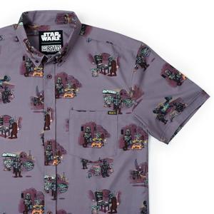 RSVLTS Grogu’s Day Out KUNUFLEX Short Sleeve Shirt in Purple — front view