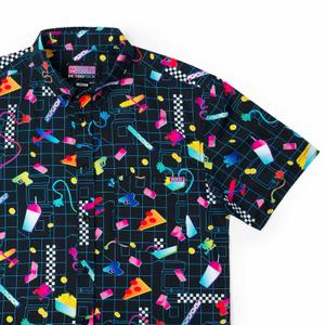 RSVLTS Mall Madness KUNUFLEX Short Sleeve Shirt in Black — front view