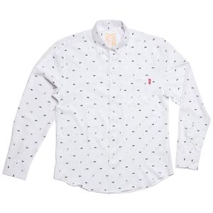 RSVLTS Secret Agent Man Long Sleeve Shirt in White — front view