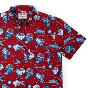 RSVLTS Wingman KUNUFLEX Short Sleeve Shirt in Red — front view
