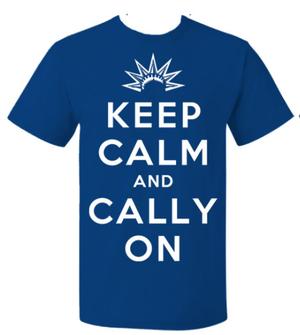 RSVLTS Keep Calm and Cally On Crewneck Tee in Blue — front view