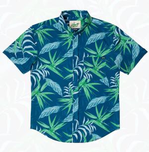 RSVLTS Floral City – Seattle 2023 KUNUFLEX Short Sleeve Shirt in Blue — front view