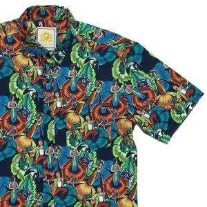 RSVLTS Tom Ace Jungle Friends KUNUFLEX Short Sleeve Shirt in Black — front view